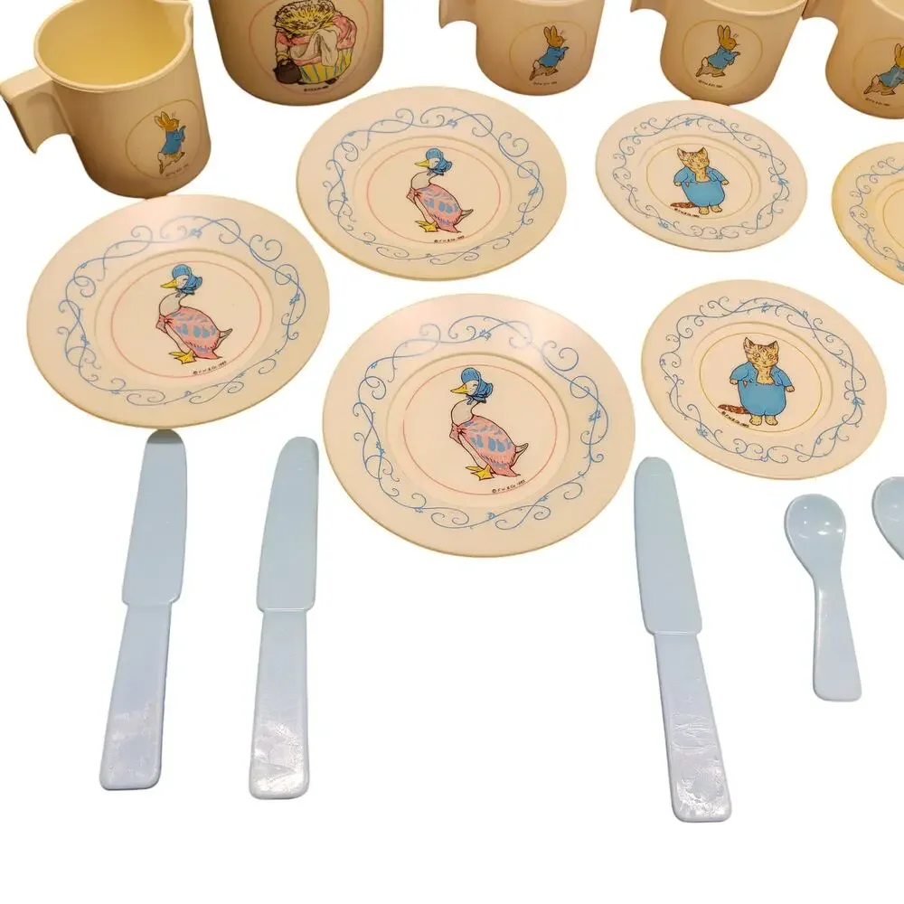 Vintage Peter Rabbit Toy Tea Set 1983 by Bluebird England Imported Very Rare